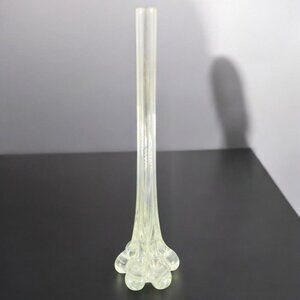 Vintage 1980s Clear Tall Art Glass Vase Small Mouth Glass Vase Houseware Decor